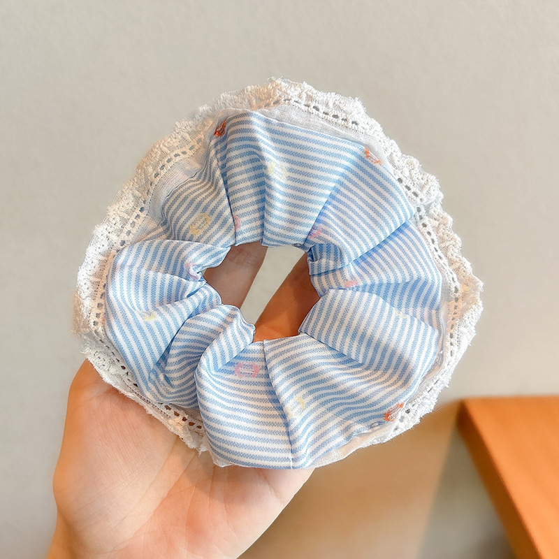 Primavera nueva corbata de pelo de intestino grueso para niños accesorios para el cabello de encaje dulce niña cabeza de bebé flor cuerda para la cabeza tocado de cuerda para el cabello japonés