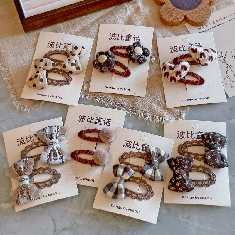 New Korean style all-match autumn and winter wave point milk tea brown children's BB clip baby bangs clip side clip children's hair accessories New Korean style all-match autumn and winter wave point milk tea brown children's BB clip baby bangs clip side clip children's hair accessories