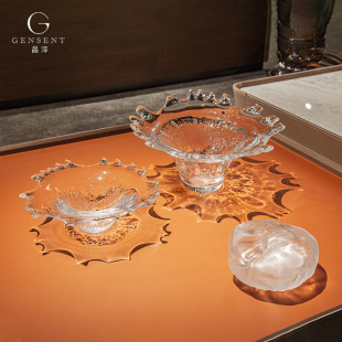 Jingchun high-end art decoration crystal glass fruit snack plate thickened creative dining table storage New Year goods ornaments