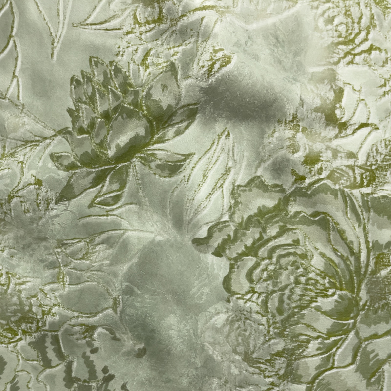 2024 nuevos productos de seda de morera satin verde de flor de rampa 100% seda seda de moda falda de tela FD6535