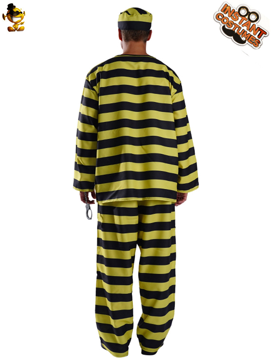 Nueva ropa de Halloween pareja más tamaño rayas prisionero papel juego traje etapa Cosplay traje image 4