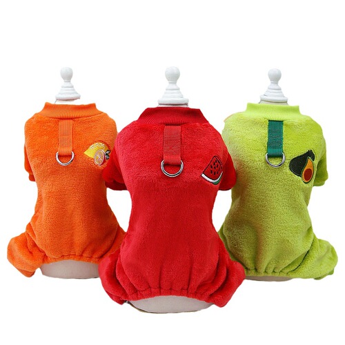 Pet Dog Clothes  Autumn New Pet Homecoming Clothes Plush Small and Medium Size Dog Pomelo Fruit Four-Legged Fur Clothing