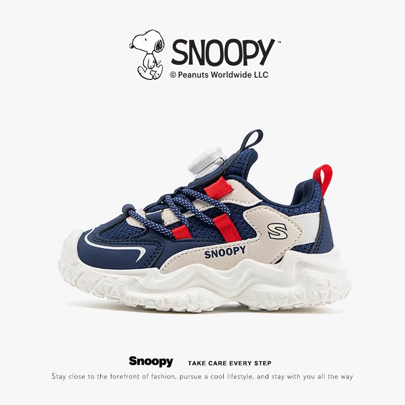 Snoopy Snoopy Детская спортивная обувь Весна и Осень дышащая беговая обувь Мягкая подошва для мальчиков обувь для девочек на пуговицах