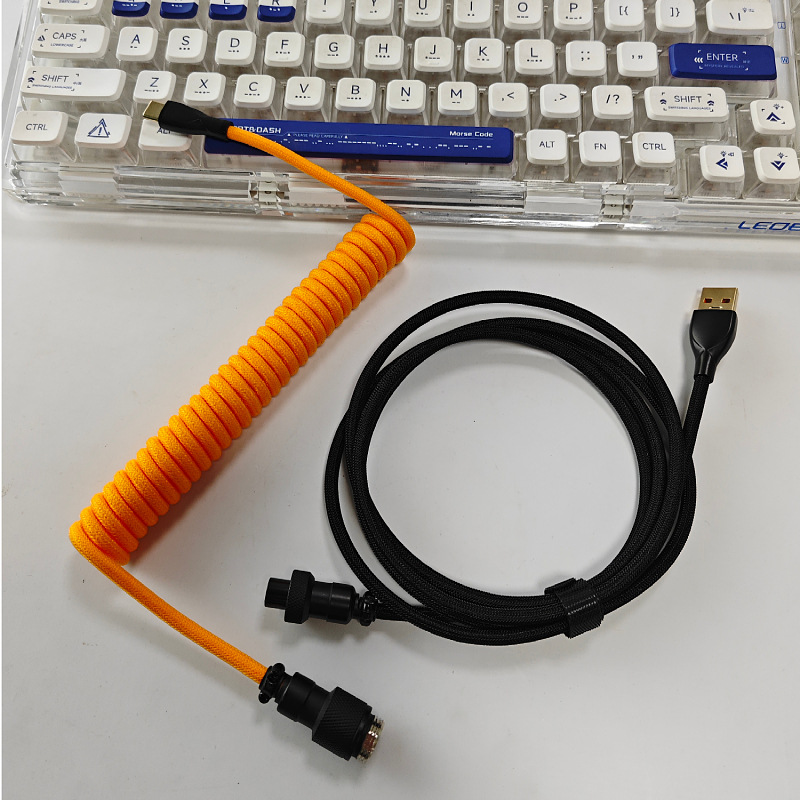 Cable para teclado mecánico de eje magnético 8K, con conectores de aviación, resorte, USB, personalizado colorido, para juegos