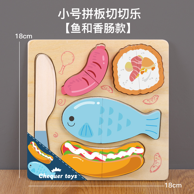 Corte plano de madera para ver frutas y verduras para bocadillos cortados de madera para niños juguetes de cocina casera