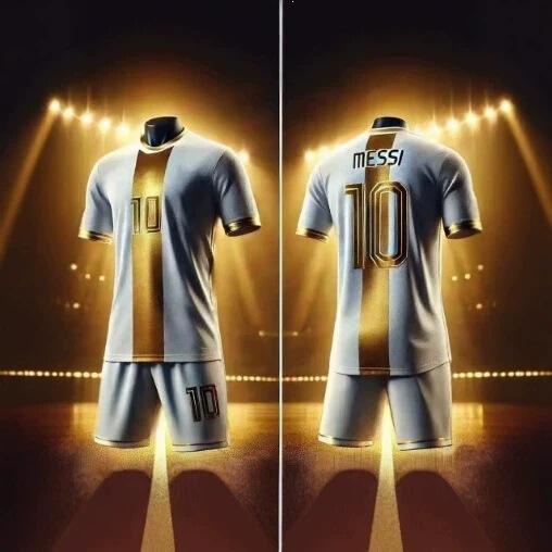 Summer New Style No. 10 Messi Fan Style Football Jersey Sports Breathable Soft Short Sleeve T-Shirt and Shorts Set