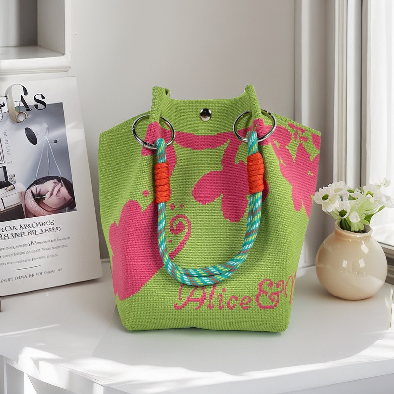 Nicho de diseño blanco y negro jersey jersey bolso de mano casual versátil gran capacidad bolso de mochila fábrica directa