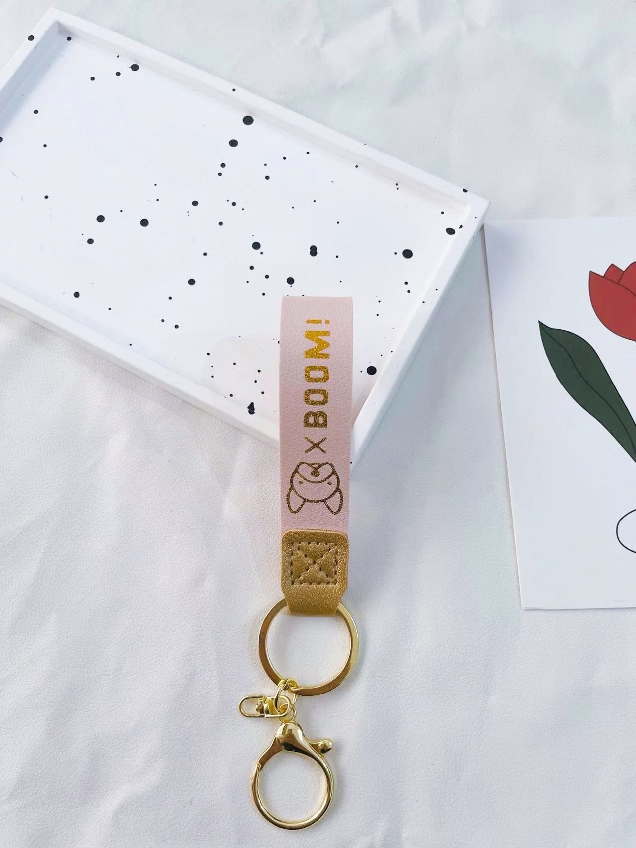 프렌치불독 가죽로프-핑크