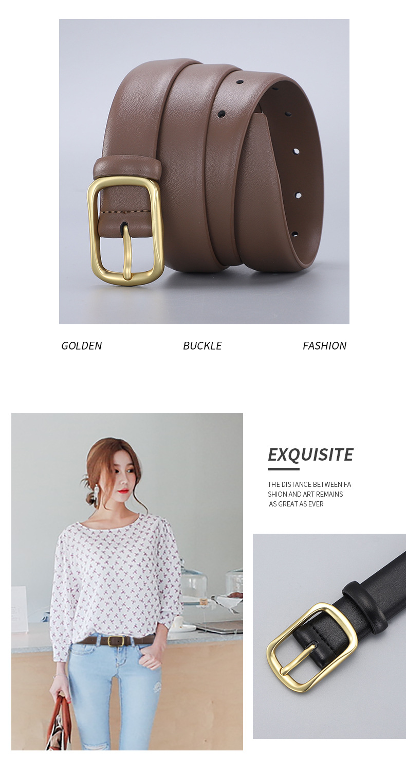 Women's Leather Belt, Versatile Decorative Accessory For Jeans_voghion.com