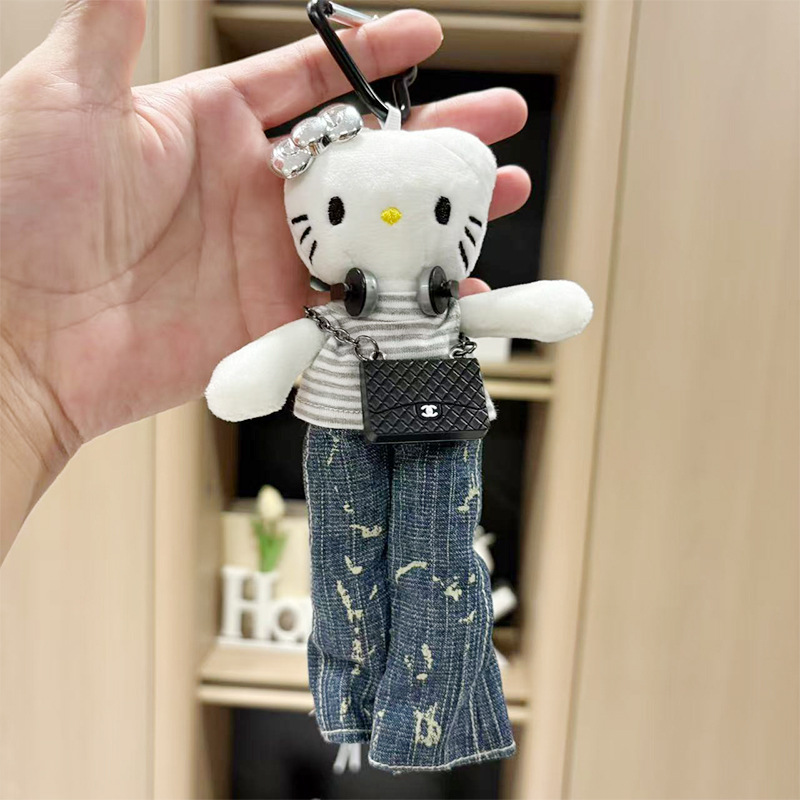 长腿kitty毛绒挂件玩偶可爱kt猫书包包包挂饰钥匙扣娃娃公仔批发|undefined