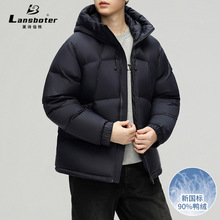 通勤简约男女羽绒服冬季新款短款连帽情侣羽绒加厚宽松面包服外套
