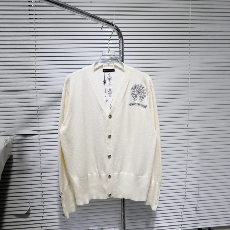 25ss跨境高品质 CH 梵文刺绣马蹄纯棉针织毛衣开衫男女同款一件批|undefined
