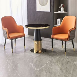 Sales Office reception negotiation table and chair combination Nordic light luxury imitation marble negotiation table milk tea coffee shop small round table