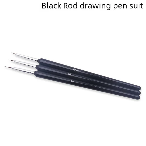 Nail painting stroke flower drawing pen 3 PCs suit Black Rod Hook pen nail tools