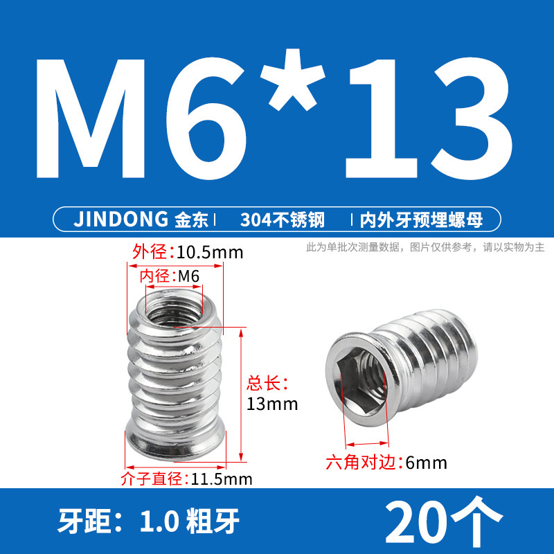 304 ステンレス鋼の内外ネジ埋め込みナット家具セットナット六角穴付き皿ネジネジファームウェア|undefined