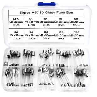 50Pcs Glass Fuse 6X30Mm 0.5A-20A 6*30 0.5A-20A Car Fuse