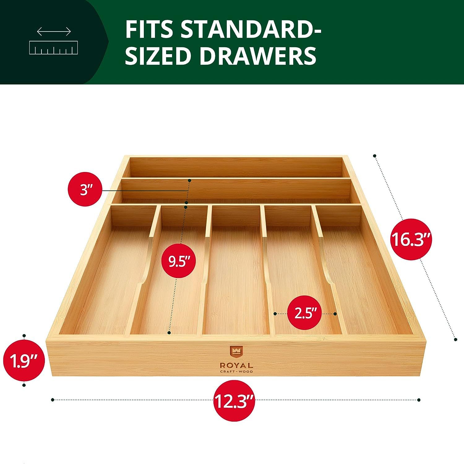 木质收纳盒可伸缩刀叉分割整理盒厨房刀具餐具抽屉式收纳木盒
