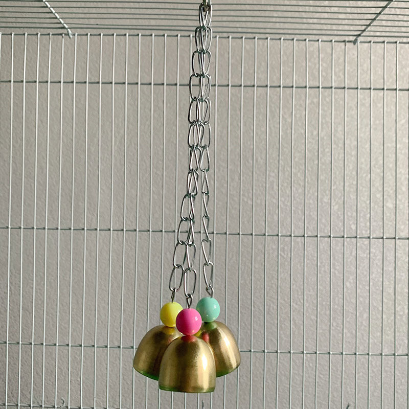Small, medium, and large parrot toys, three-string copper bell cage accessories, wholesale parrot toy supplies