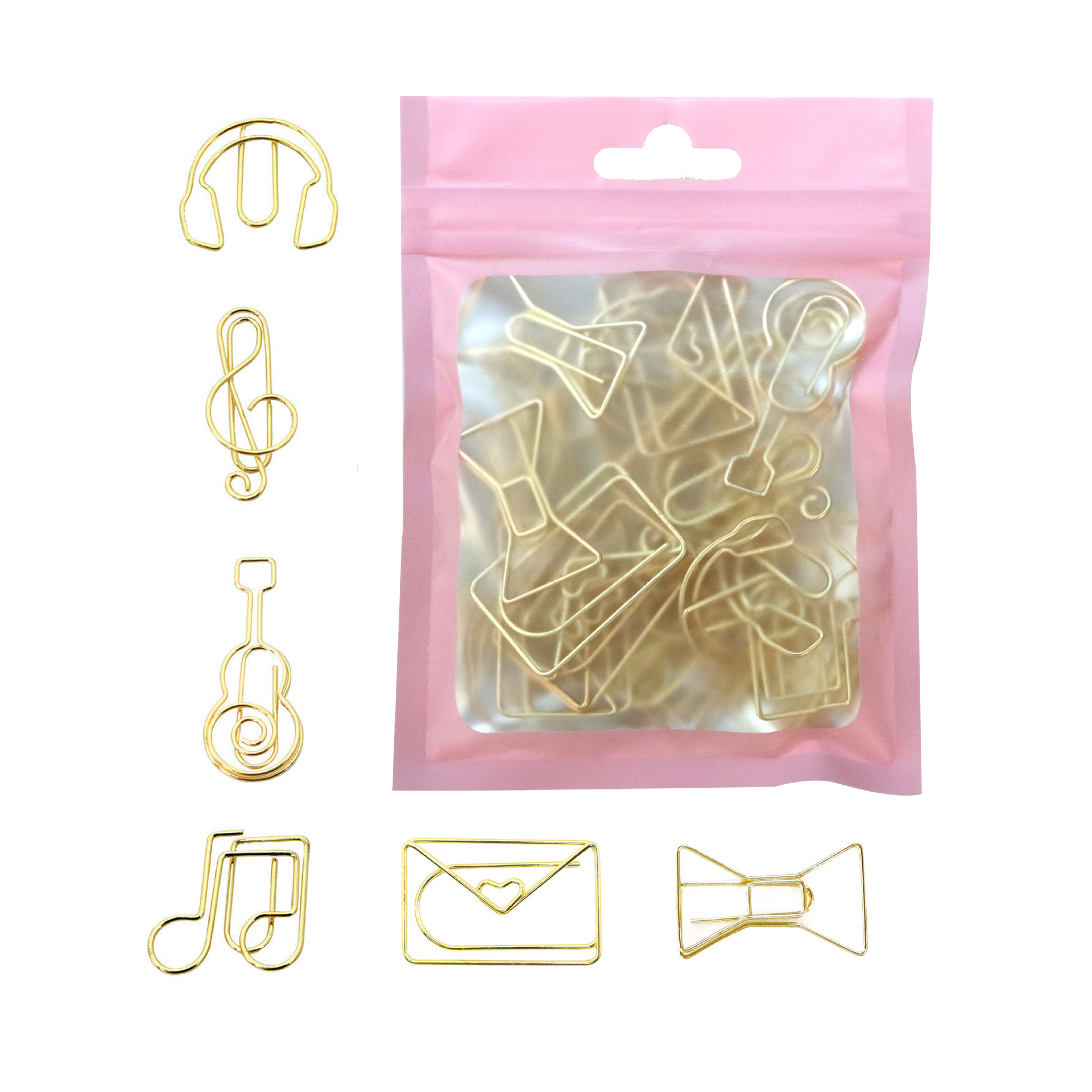 Los clips de papel de color de Venta caliente transfronteriza se adaptan a clips de papel creativos de forma especial clips de papel bolsa ciega 30 paquetes de Oficina Creativa