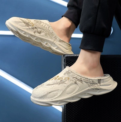 2025跨境冬季加厚大码棉拖鞋男士居家室内厚底拖鞋可外穿保暖棉鞋