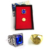 Ring, sapphire golden earrings, set, accessory, wholesale