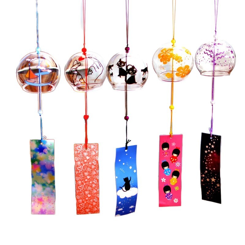 Sakura Wind Chime Handmade Glass Japanese Style Gift Cute Small Ornament Fresh Piece Bedroom Hanging Decoration_voghion.com