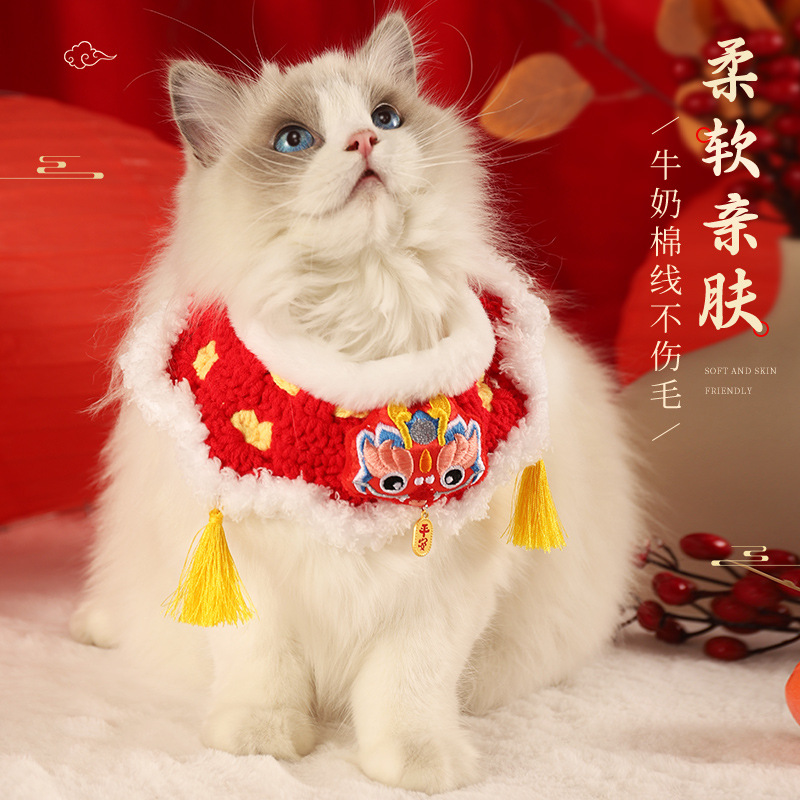 고양이 옷 새해 스카프 가을과 겨울 고양이 새끼 고양이 애완 동물 강아지 강아지 겨울 축제 크리스마스 스카프 목걸이