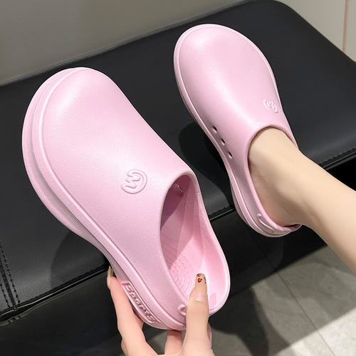 Women's Thick Sole Cover Slippers, Outdoor sandals, Lightweight, Non-slip, Anti-odor, Height Increasing Chef Shoes, Fashion Beach Hole Shoes