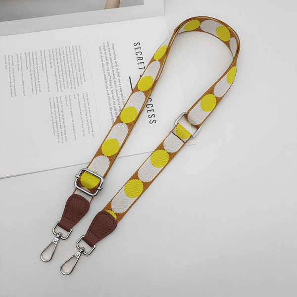 Brown white yellow + cognac color leather silver hook