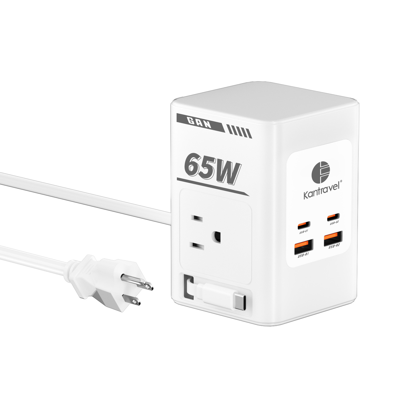 65W桌面插排氮化镓快充桌面插座套装多口桌面充电站8合1插线板