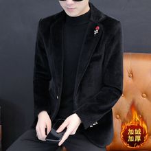 冬季加绒加厚毛呢西服男韩版潮流修身帅气休闲单西上衣小西装外套