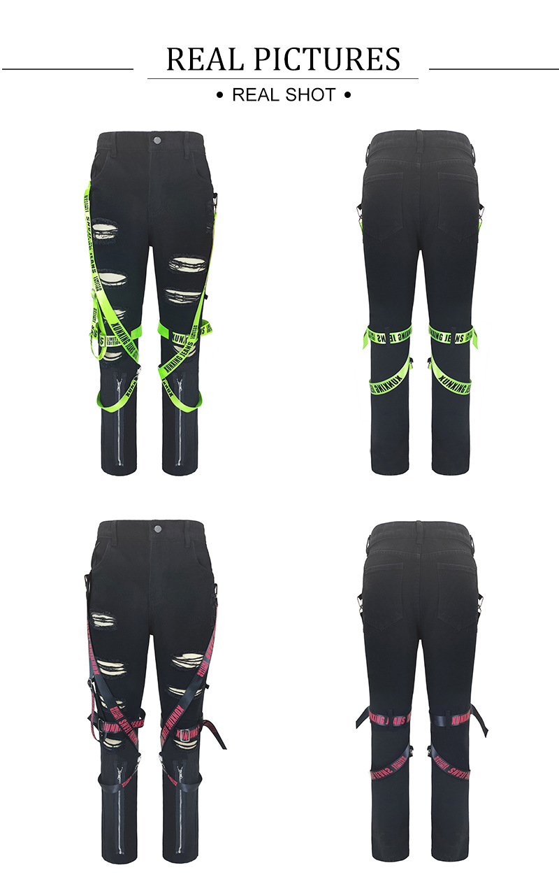 Muške skinny traperice s poderotinama patentom i trakama_voghion.com