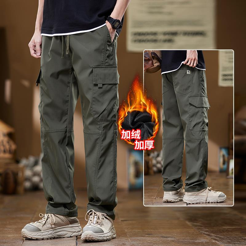 男性の春の新型高街のファッションブランドのゆったりした大きいサイズのカジュアルなズボンの男性のファッションの多ポケットのストレートなズボン