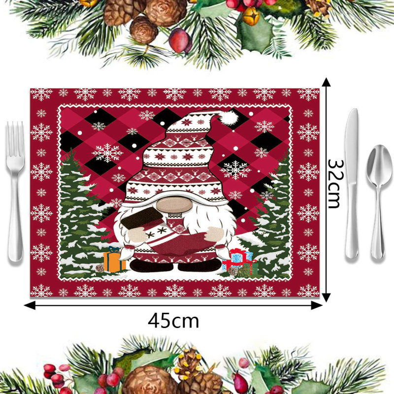 売れ筋のクロスボーダークリスマスデコレーションプレースマット、新しいホリデー食器断熱マット、リネン防汚洋食プレースマット|undefined