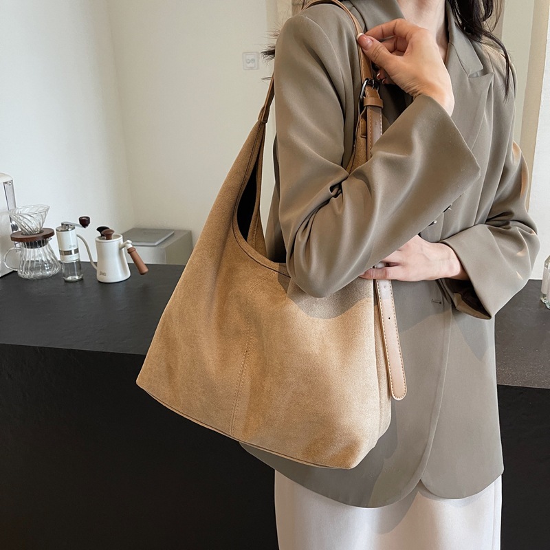 Borsa tote in camoscio da donna borsa a tracolla casual versatile_voghion.com