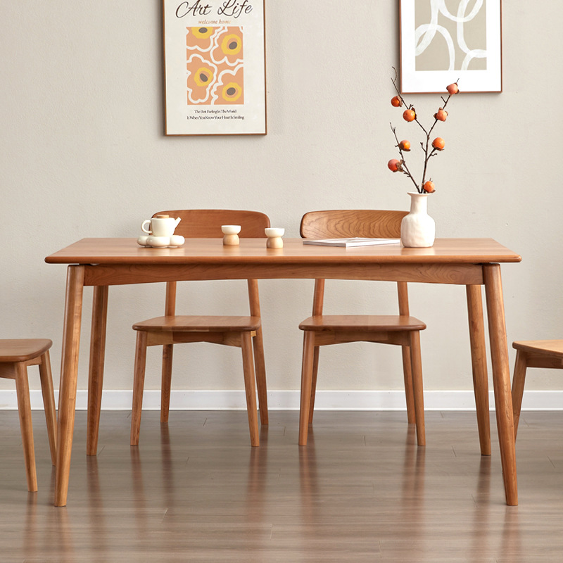 Nordic Simple Modern Solid Wood Cherry Wood Dining Table Black Walnut Rectangular Coffee Table Dining Table Small Apartment Multifunctional