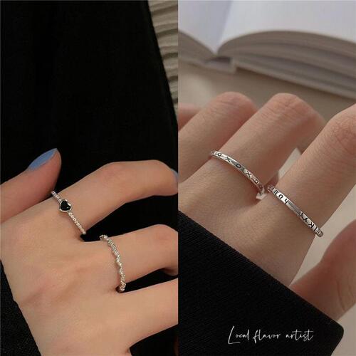 Korean style ins high-end love ring female niche design light luxury versatile cold style open adjustable index finger ring