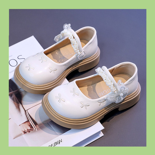 Children's Leather Shoes Spring and Autumn New Kids' Slip-On Shoes British Style Soft Sole Princess Shoes and Bubble Casual Performance Shoes