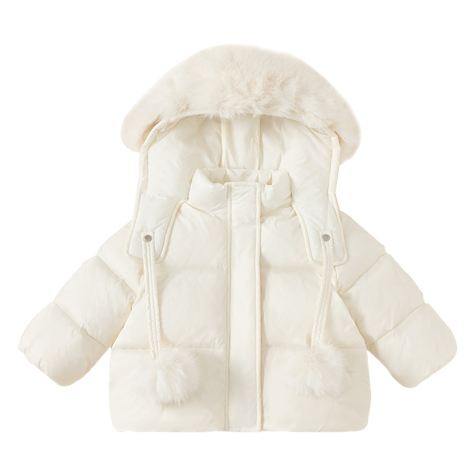 Babycity invierno nuevo estilo coreano niñas Cuello de piel con capucha abajo chaqueta de los niños abrigo de tres pruebas DY23223