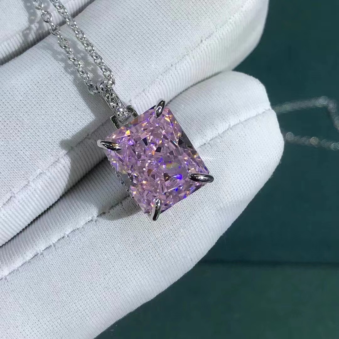 Plata esterlina ligera de lujo en vivo Radeon corte accesorios de diamante amarillo nuevo collar 5 quilates VVS grado D color 3EX corte