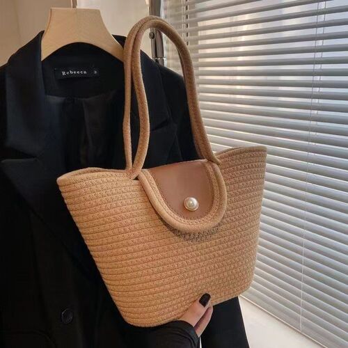 Cotton Rope Bucket Bag Women's Handbag New  Winter Cotton Woven Bag Fashion Korean Style Versatile Shoulder and Crossbody