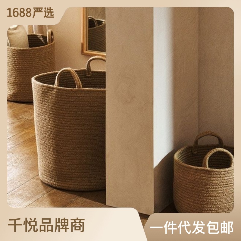 European Style Extra Large Jute Basket Clothing Storage Basket Home Storage Basket Woven Storage Basket Storage Basket