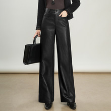 高级感皮裤阔腿裤女裤子2025年秋冬新款宽松直筒裤妈妈女裤休闲裤