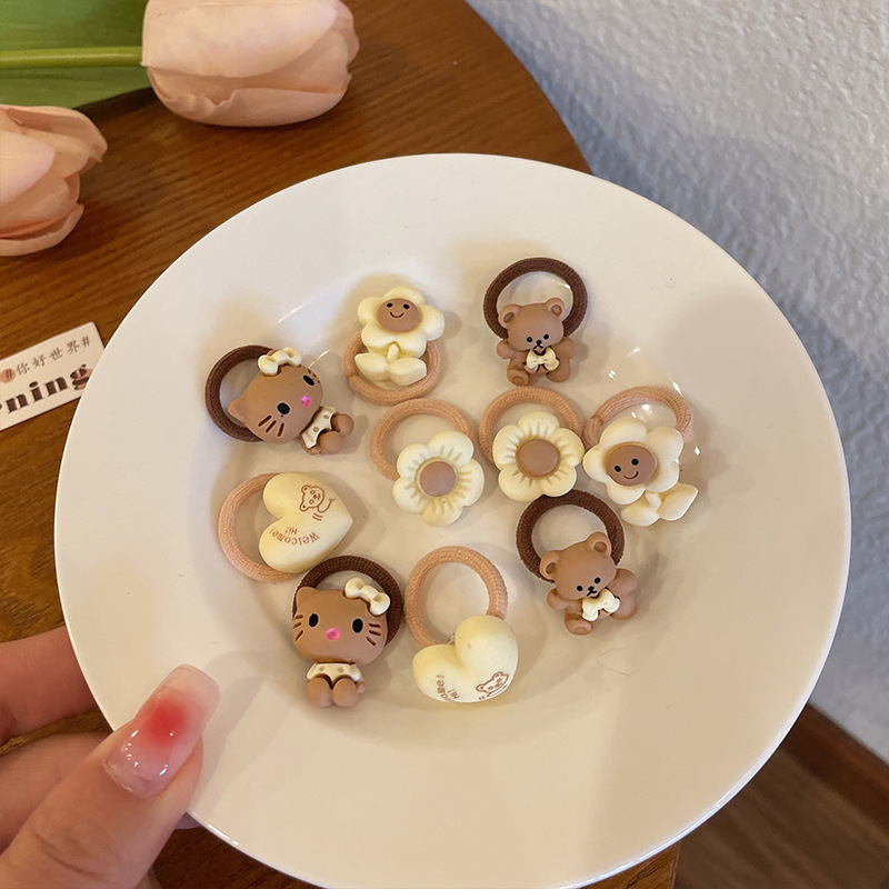 ミルクカレー色の子供の親指の髪輪赤ちゃんの髪ひもの髪飾り少女は髪ひもを刺して髪ゴムの髪飾りを傷つけない|undefined