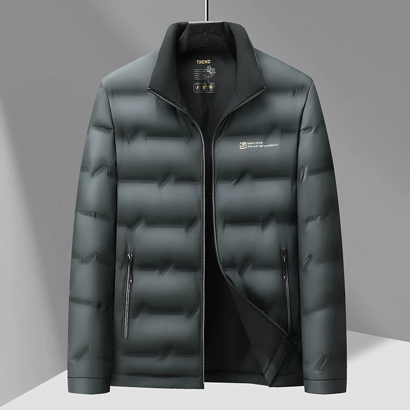 Мужская легкая пуховая куртка на зиму 2025 года для молодых и зрелых мужчин, повседневная, с воротником-стойкой, укороченная, теплая, однотонная мужская верхняя одежда.