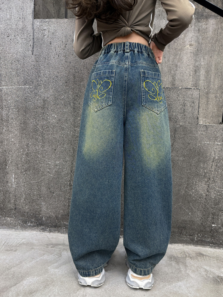 Spot 25008 Retro Pearl Jeans New Children's Miscellaneous European And American Jeans_voghion.com