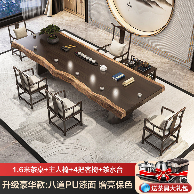 [업그레이드 된 럭셔리] 1.6 m 테이블 + 메인 의자 + 4 게스트 의자 + 티 테이블
