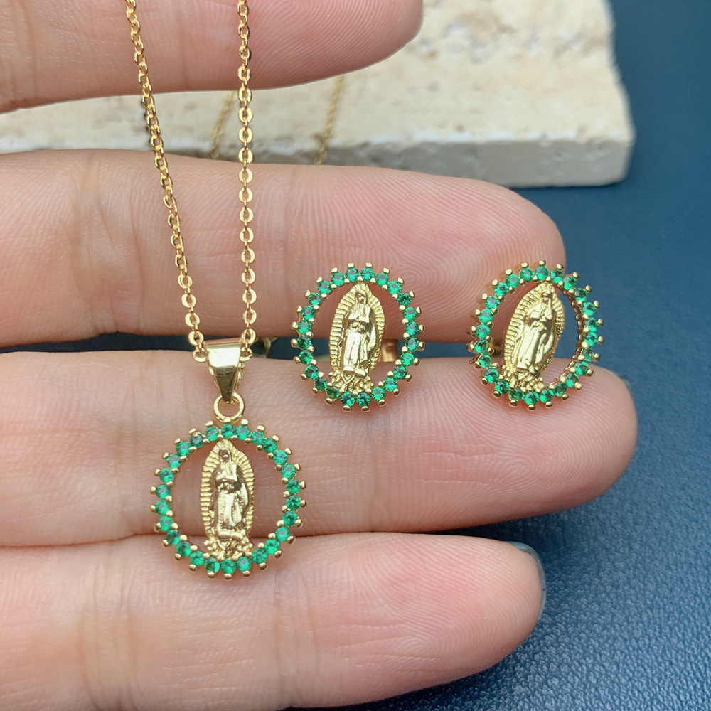 Alloy Material Elegant Classic Style Geometric Alloy Plating Inlay Artificial Gemstones Women's Earrings Necklace