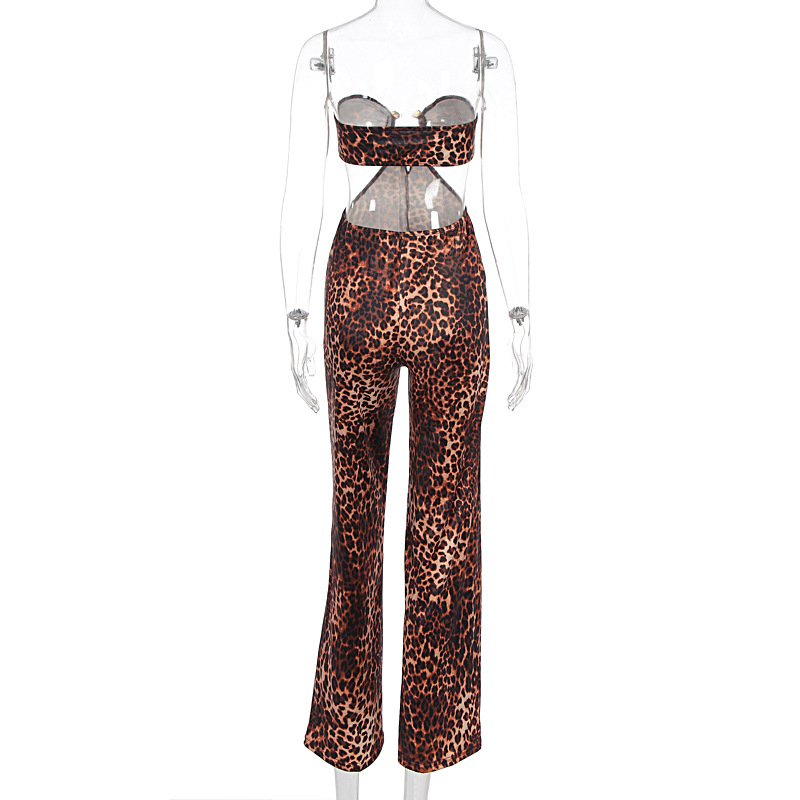 New Arrival Women Fashion Sexy Y2K Spice Girl Leopard Wrap Bust Jumpsuit Dress Sleeveless Outwear Bodycon Club Wear_ecoleips.com