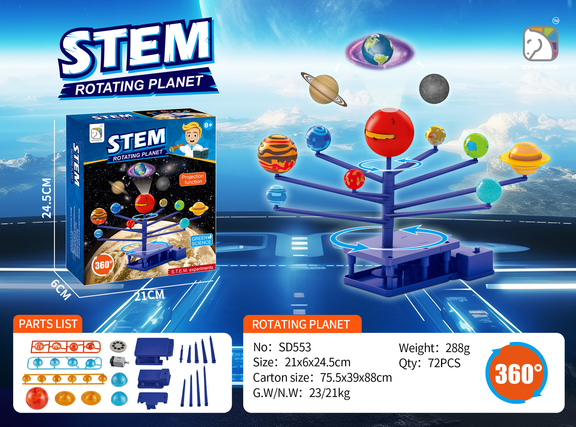 Xuema ocho planetas instrumento de aprendizaje Sistema Solar modelo alumnos de la escuela primaria galaxia eléctrica de tres bolas Instrumento astronómico material didáctico